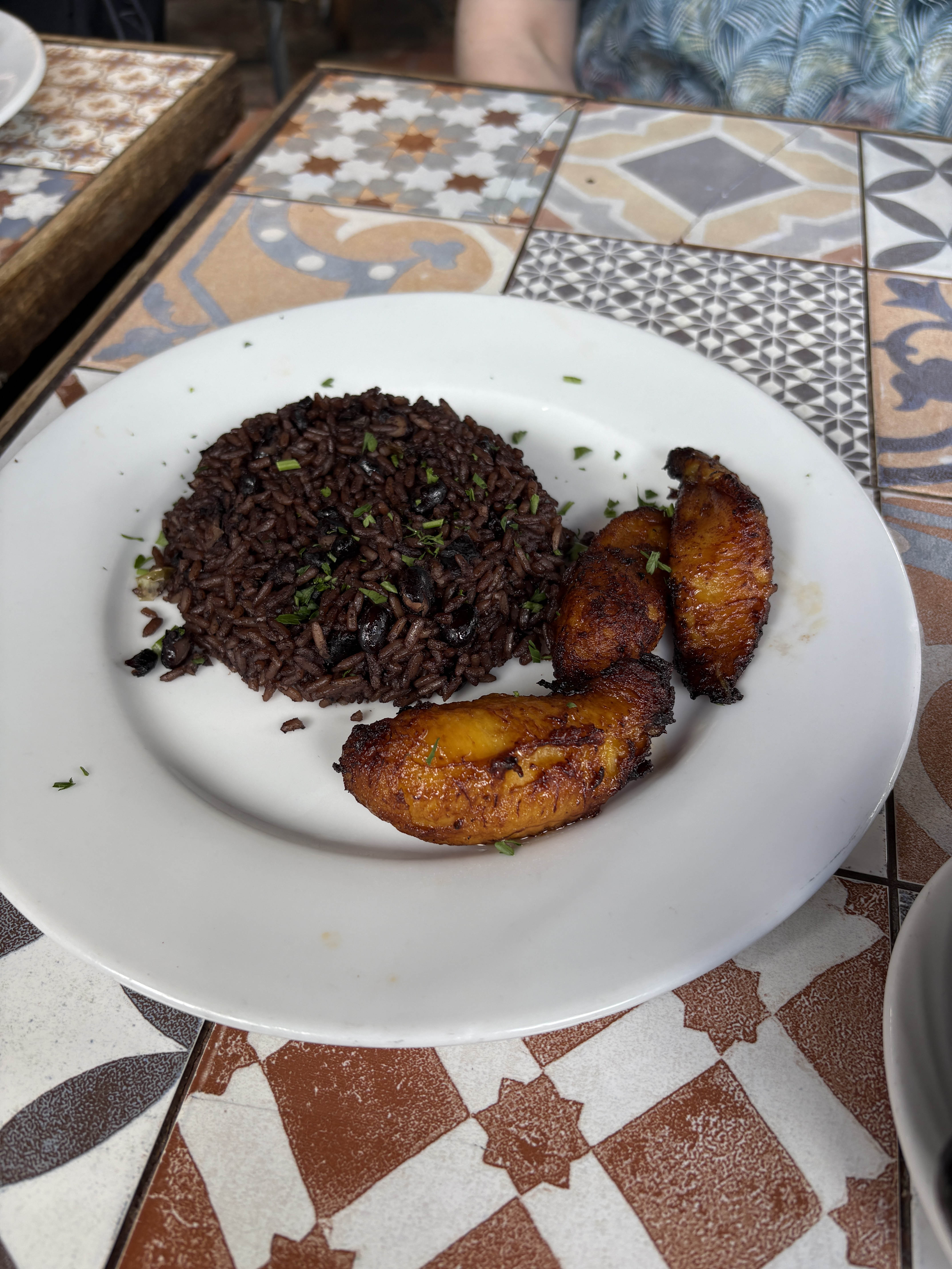 rice, beans, and plantains